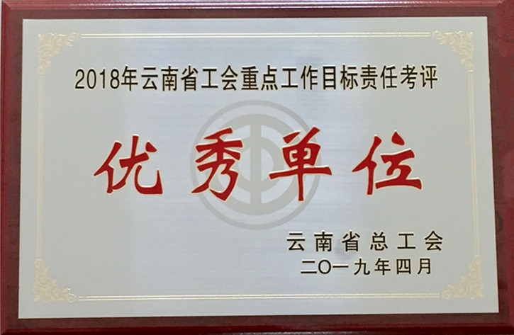 云南创世大发集团工会荣获 “2018年度云南省工会重点事情目的责任考评优异单位”